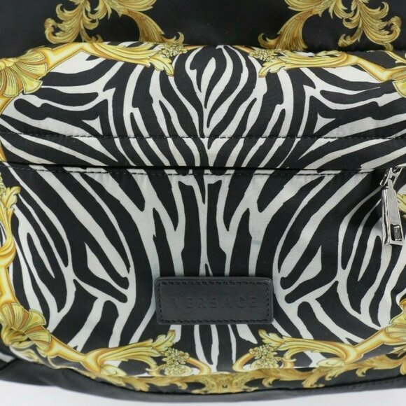 Versace Nylon Baroque Zebra Print Backpack Black Multicolor DFZ5350 - Picture 5 of 10